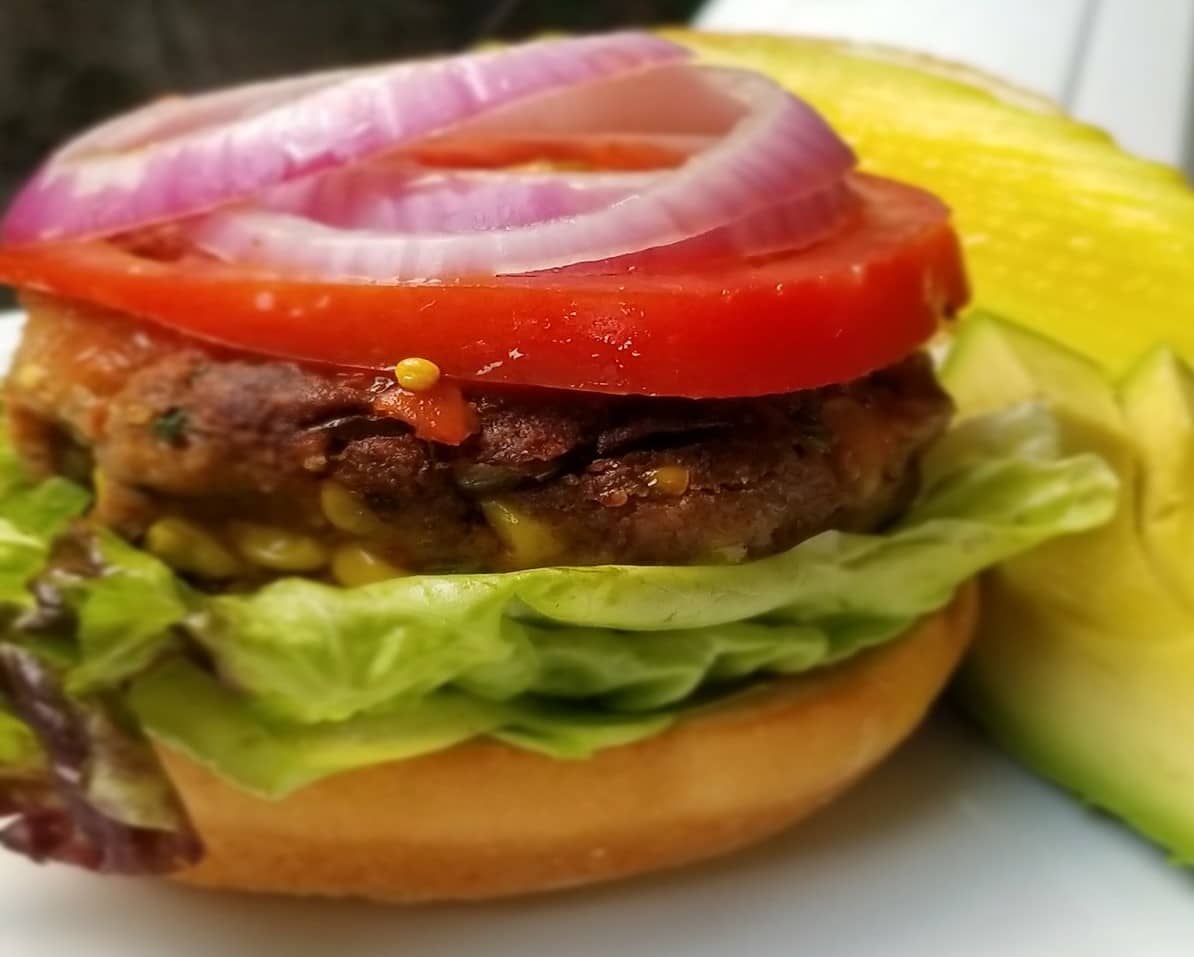Sizzling spicy pinto bean corn burger