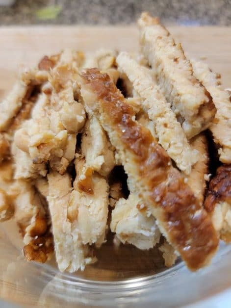 Tempeh sliced thinly